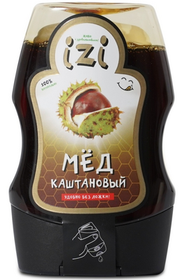 Мёд Izi Каштановый, с удобным силиконовым дозатором, 280 г*12