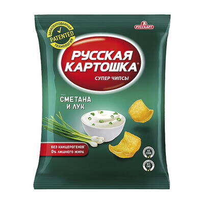 Чипсы картофельные «Русская картошка» со вкусом сметана лук 80гр