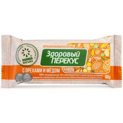 Батончик - Мюсли "Здоровый перекус " с орехами и мёдом   (20 *4)  * 60 г