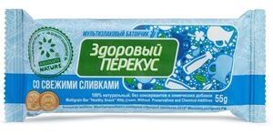 Батончик - Мюсли "Здоровый перекус " со свежими сливками   (20 *4)  * 55 г