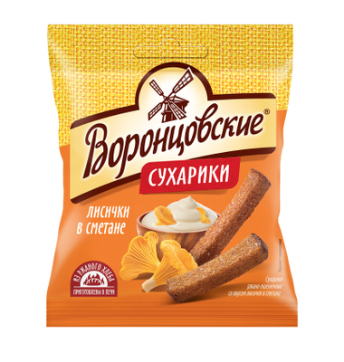 Воронцовские Сухари-гренки со вкусом Лисички жареные в сметане 120 гр