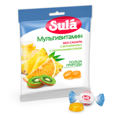 Леденцы без сахара Sula Мультивитамин 60г