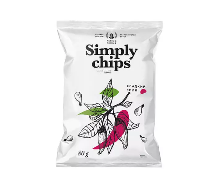 Картофельные чипсы Simply chips Сладкий чили 80г*21