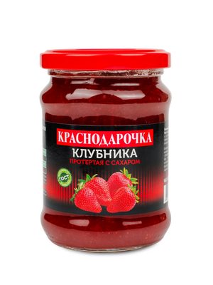  Клубника, протёртая с сахаром Краснодарочка 280гр ст/б 