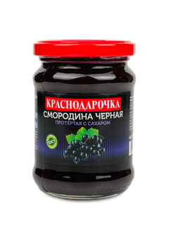  Смородина чёрная, протёртая с сахаром Краснодарочка 280гр ст/б