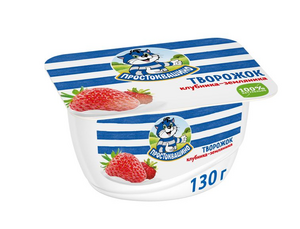Простоквашино творожный десерт 130г со вкусом клубника-земляника