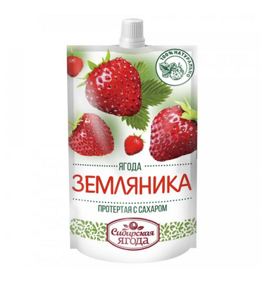 Земляника, протертая с сахаром, ТМ «Сибирская ягода», 280 г