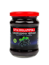  Смородина чёрная, протёртая с сахаром Краснодарочка 280гр ст/б