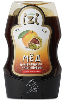 Мёд  Izi  Померанцево-Каштановый  с удобным силиконовым дозатором, 280г*12