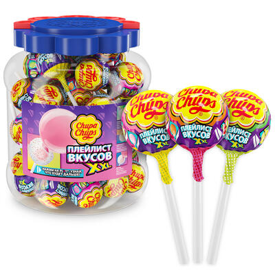 Chupa Chups Карамель Плейлист вкусов XXL, 60 шт по 29 гр (Банка)