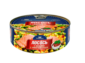 Лосось Евроконсерв в томатном соусе, с овощами, 230 г *24