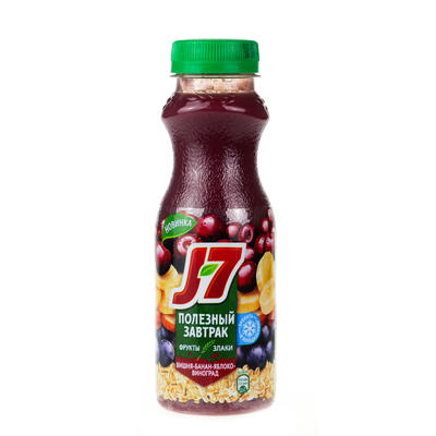 Продукт питьевой J7 Полезный завтрак яблоко,банан,вишня,виноград, черная морковь с овсяными хлопьями 0.3