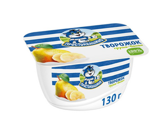 Простоквашино творожный десерт 130г со вкусом груша-банан
