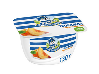 Простоквашино творожный десерт 130г со вкусом персик-абрикос