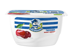 Простоквашино творожный десерт 130г со вкусом вишня-черешня