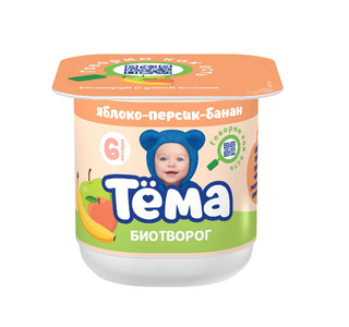 Тема творог 95г со вкусом яблока, персика и банана