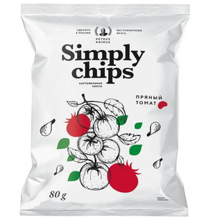 Картофельные чипсы Simply chips Пряный томат 80г*21