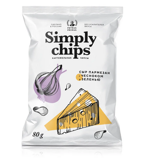 Картофельные чипсы Simply chips «Сыр Пармезан с чесноком и зеленью», 80 г