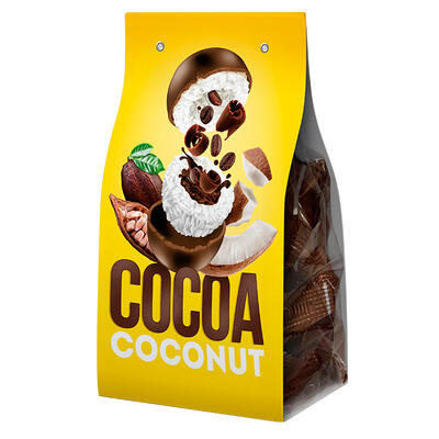 Конфета глазированные"Кокосовые  с шоколадной начинкой и кусочками какао-бобов  1/0,14 *12