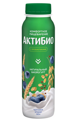 АКТИБИО ЙОГУРТ ПИТЬЕВОЙ 260 ГРАММ ЧЕРНИКА-5 ЗЛАКОВ-СЕМЕНА ЛЬНА