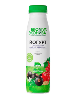 Йогурт Fitness Line питьевой Эконива 2,5% 300 гр со смородиной и семенами амаранта