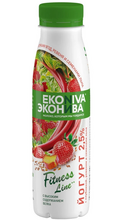 Йогурт Fitness Line питьевой Эконива 2,5% 300 гр с клубникой, ревенем и семенами льна