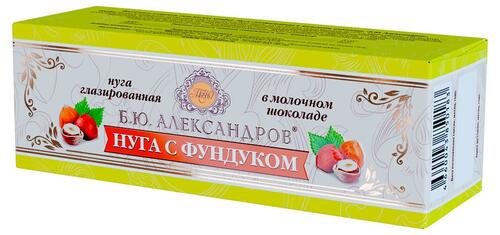 Нуга Б.Ю.Александров с фундуком в молочном шоколаде 40гр (12)