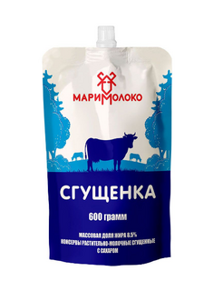 Сгущёнка Маримолоко растительно-молочная, с сахаром, 8,5%, в дой-паке, 600 г *12