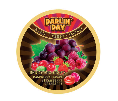 Карамель леденцовая «DARLIN`DAY» BERRY MIX со вкусом: малины, винограда, земляники, клюквы 180 г*12