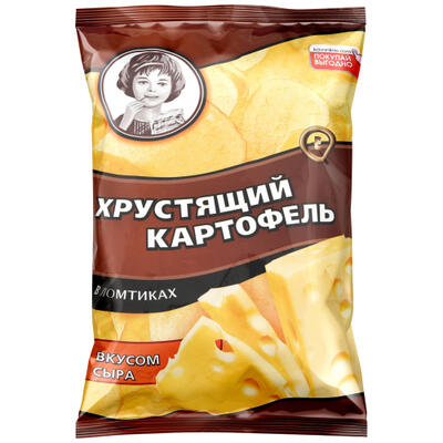 Чипсы «Хрустящий картофель» в ломтиках со вкусом сыра 70 г*20