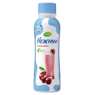 Напиток йогуртный «Кампина Нежный» с соком вишни, 0,1 % 285 г