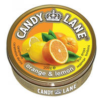 CANDY LANE фруктовые леденцы апельсин и лимон 200 гр*24