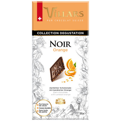 Шоколад темный Villars с цукатами из апельсиновых корочек 100 г х 16