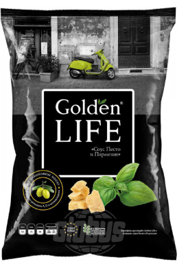 Картофель хрустящий Golden Life "Со вкусом Соуса Песто и Пармезана" 90г