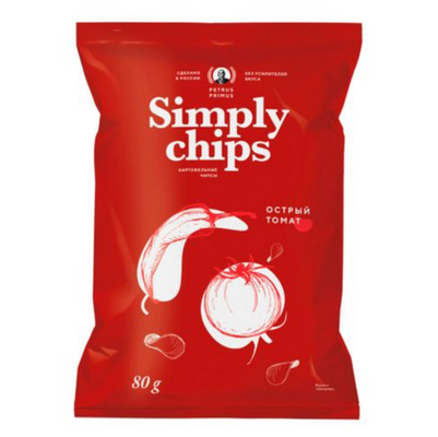 Simply chips картофельные чипсы «Острый томат», 80 г