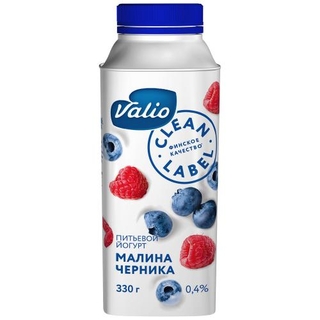 Йогурт Валио питьевой малина-черника 0,4% 0,33 кг*6