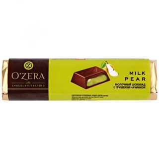 Молочный шоколад O'Zera с грушевой начинкой, 50 г*80