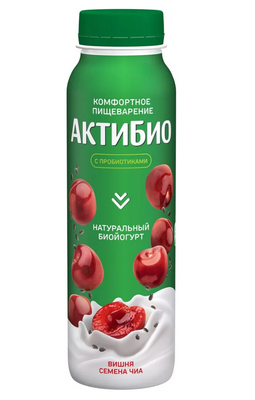 АКТИБИО ЙОГУРТ ПИТЬЕВОЙ 260 ГРАММ ВИШНЯ-СЕМЕНА ЧИА